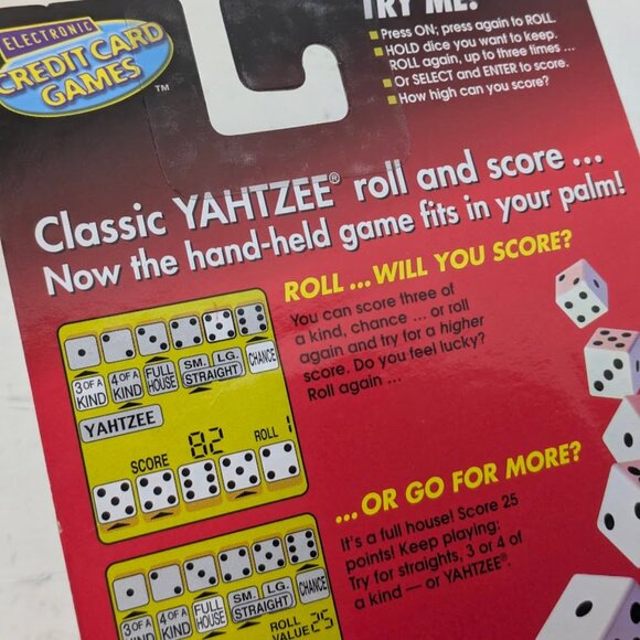 NEW Yahtzee Electronic Handheld Game 1999 Milton Bradley Hasbro Credit Card Game - Picture 5 of 6